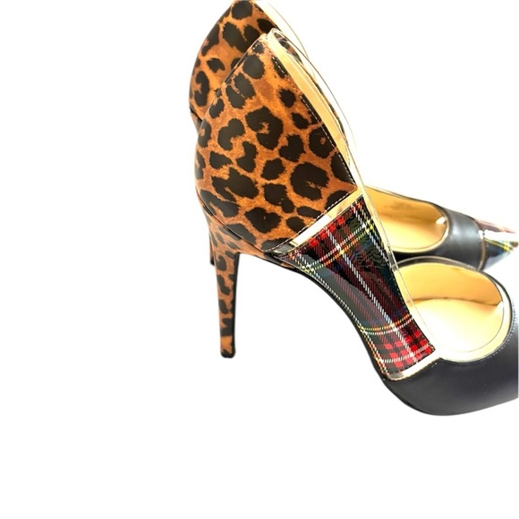 Jessica Simpson Leopard and Plaid Stiletto Point Toe Heel Pumps (10) - Picture 3 of 16